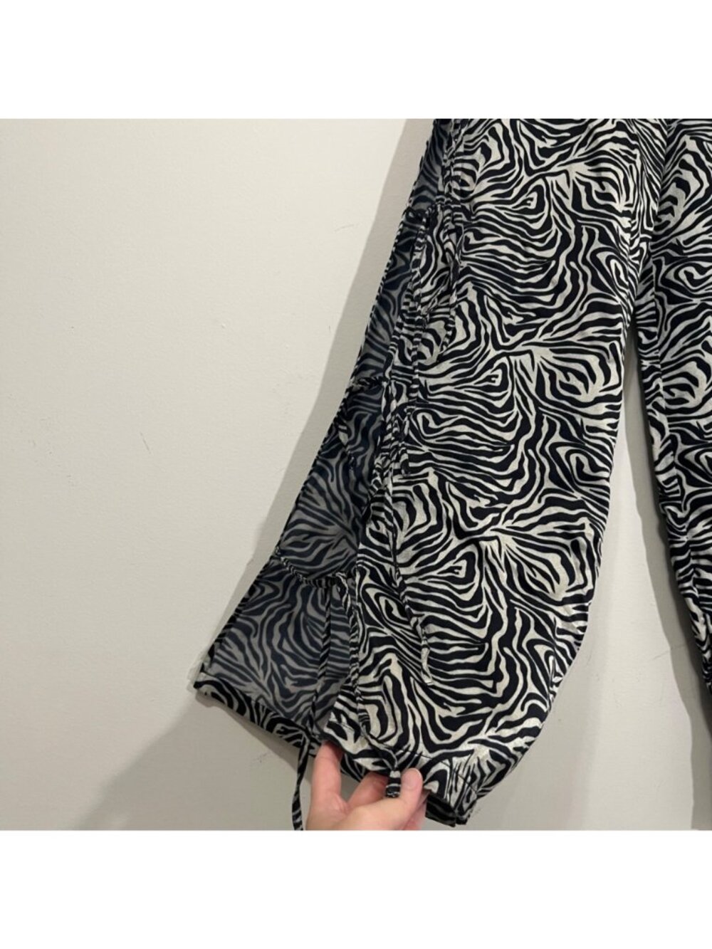 Free People x Nigel Preston Side Tie Zebra Pants XS Boho Indie Grunge Retro Y2K - Picture 12 of 16
